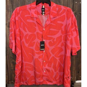 Hugo Boss Men's XL Relaxed Fit Drew Camp Short Sleeve Button Up Shirt NEW $178